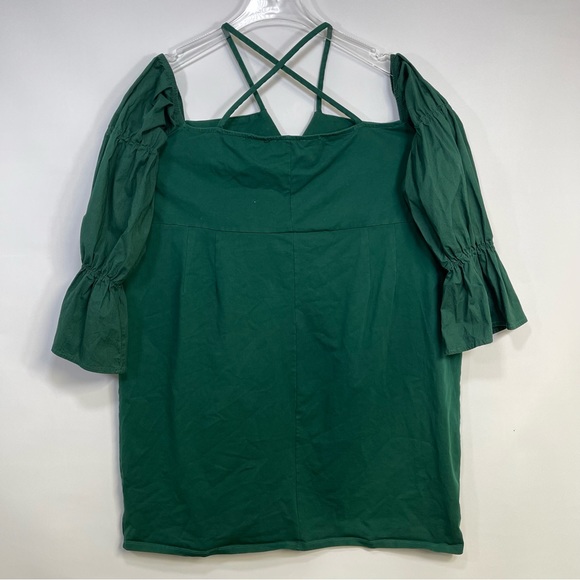 NWOT Eloquii Eden Off Shoulder LS Stretch Cotton Sheath Dress in Green Sz 24 - Picture 4 of 9